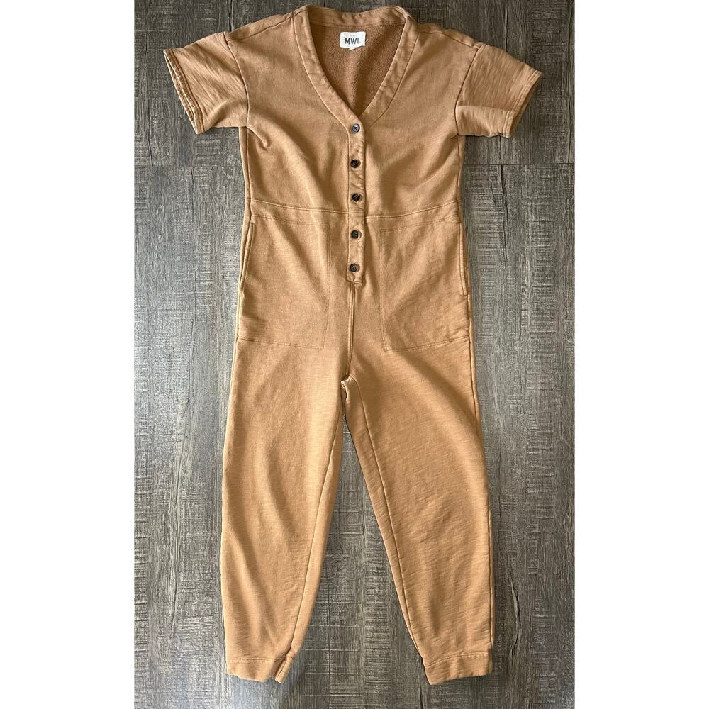 Madewell MWL Women's Short Sleeve Button Up Jumpsuit Coverall, Brown Size XS - Picture 4 of 12